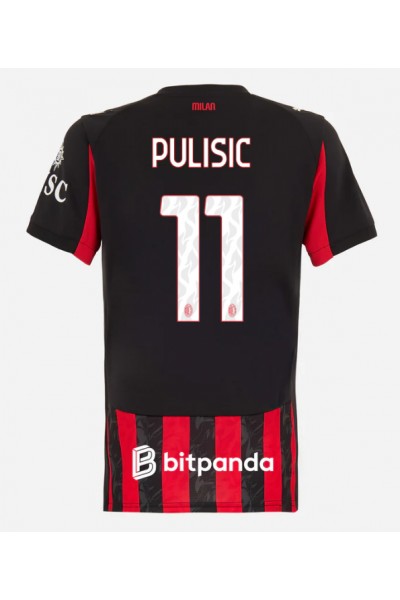 AC Milan Christian Pulisic #11 Jalkapallovaatteet Naisten Kotipaita 2025-26 Lyhythihainen AC Milan Christian Pulisic #11 Jalkapallovaatteet Naisten Kotipaita 2025-26 Lyhythihainen